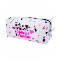 Necessaire Branca de Batom Rosa