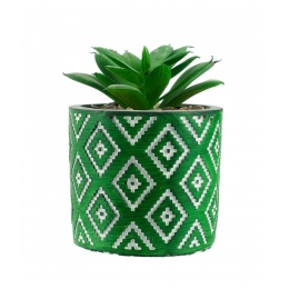 Vaso Verde Cimento Planta Artificial 8x6x6cm