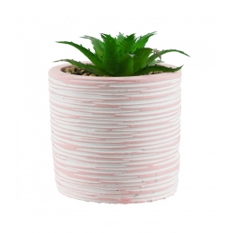 Vaso Cimento Rosa Planta Artificial 9x7x7cm