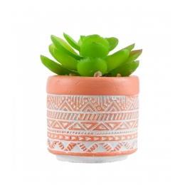 Vaso Cimento Laranja Planta Artificial 8x5.5x5.5cm