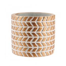 Vaso Cimento Marcas Pneu Branco 6.5x7.5x7.5cm