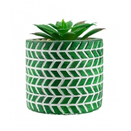 Vaso Cimento Verde Planta Artificial 8x7x7cm