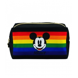 Necessaire Retangular Preta Mickey Arco-Ãris 12x10x20cm - Disney
