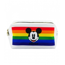 Necessaire Retangular Branca Mickey Arco-Ãris 12x10x20cm - Disney