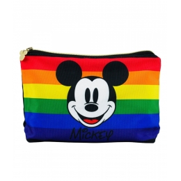 Necessaire Preta Mickey Arco-Ãris 19x7x23cm - Disney