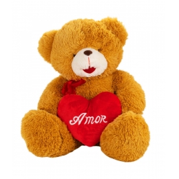 Urso Marrom Segurando CoraÃ§Ã£o Amor 50cm - PelÃºcia