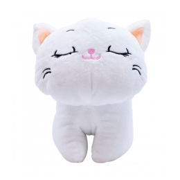 Gato Branco Olhos Fechados 21cm - PelÃºcia