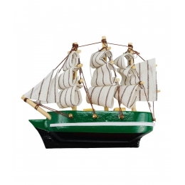  Miniatura ÃmÃ£ Barco Navio Veleiro Casco Verde Base Preta 8x1.5x9.5cm