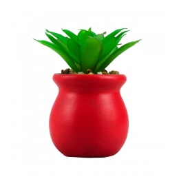 Vaso Cimento Vermelho Planta Artificial 8x5x5cm
