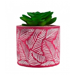 Vaso Cimento Vinho Planta Artificial 9x7x7cm
