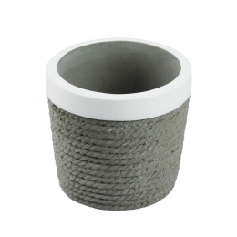 Vaso Cimento Cordas Cinza 10x11x11cm
