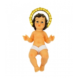 Menino Jesus Coroa Acende 44cm - Enfeite Resina