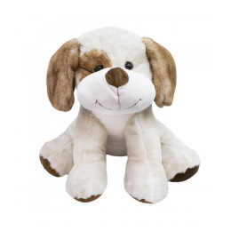 Cachorro Mancha Marrom Olho Sorrindo Sentado 29cm - PelÃºcia