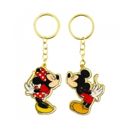 Jogo de 2 Chaveiros Mickey e Minnie Se Beijando
