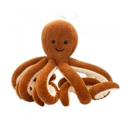 Bichinho de pelÃºcia no formato de um polvo na cor marrom escuro com 8 tentÃ¡culos longos. Polvo de 