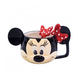 Caneca Porcelana 3D Minnie com Colher Disney