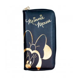 Carteira preta cabe passaporte Minnie Disney