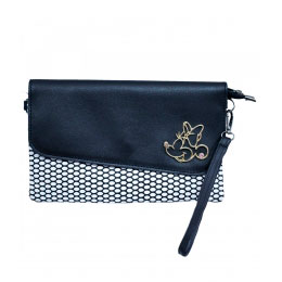 Bolsa Tiracolo preta com Minnie em Dourado