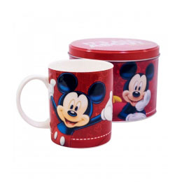 Caneca Porcelana Vermelha na Lata Mickey