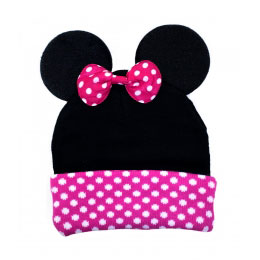 Gorro Preto de Bolinhas Rosas Minnie(touca)