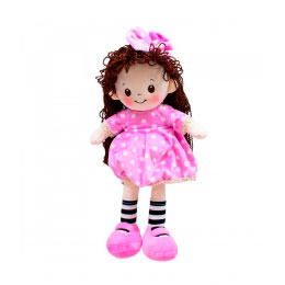 Boneca Vestido Rosa com cabelo longo  38cm