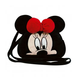 Bolsa de Pelúcia Preta com Rosto Minnie
