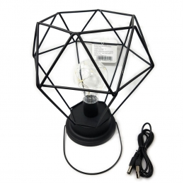 Luminaria Abajur de Mesa Metal Preto Formato Diamante com Led Imterpont