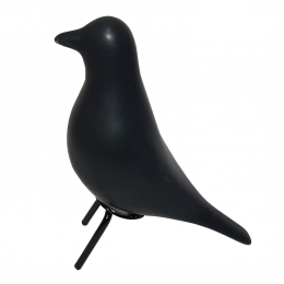 Enfeite Decorativo Pássaro Preto de Resina Imterpont